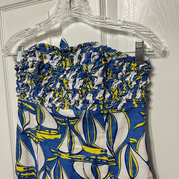 Lilly‎ Pulitzer Blue White Sailboat Strapless Dress - Picture 3 of 7
